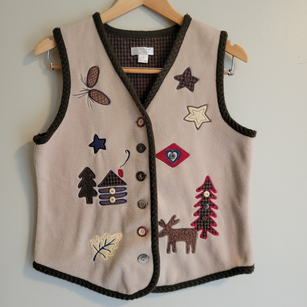 Cristopher & Banks Ugly Fall Fleece Vest, Small